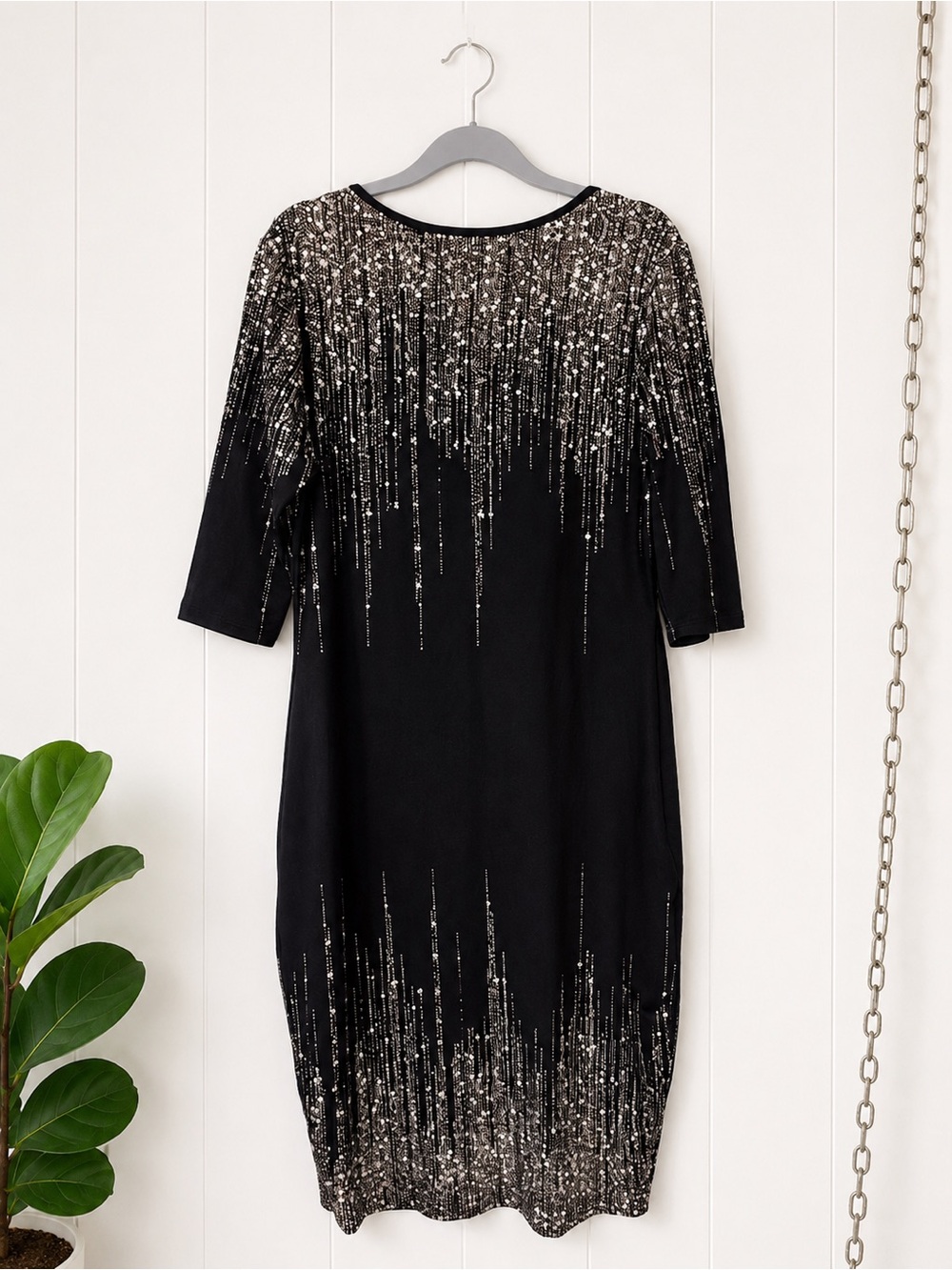 NWOT New SHEIN Curve Plus Size Elegant Black Sequin Printed Dress 1XL